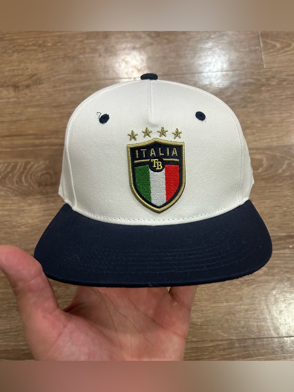 Tampa Bay Rays Italian Heritage SGA Melin Snapback Hat White Navy MLB